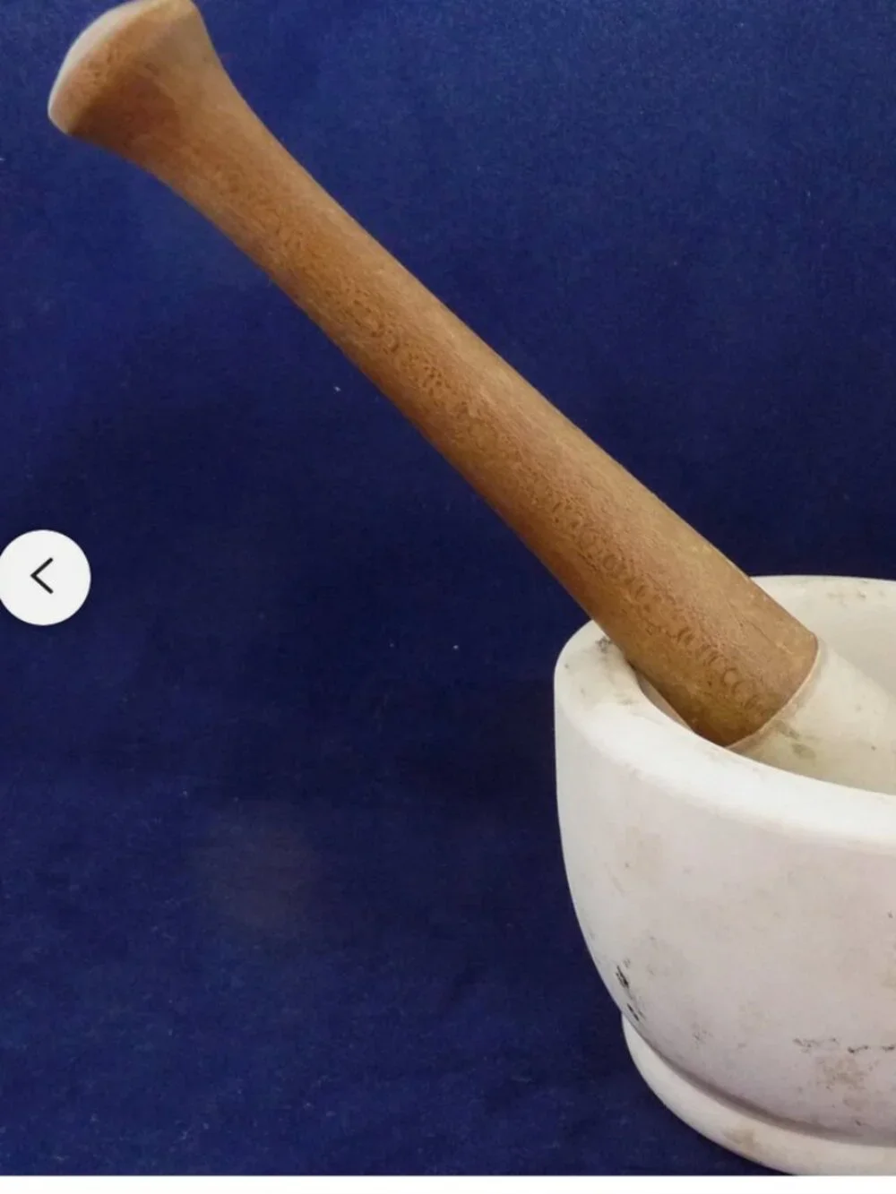 Antique Victorian ironstone wood mortar pestle T M S Co size 2 acid proof herbs